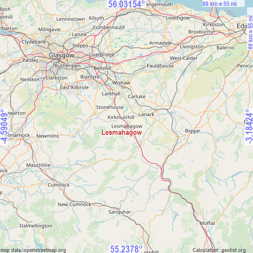 Lesmahagow on map