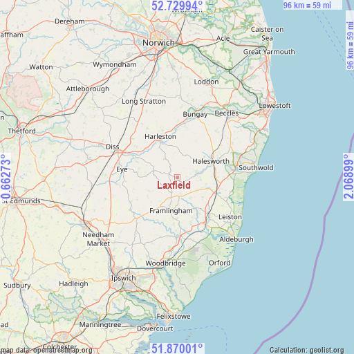 Laxfield on map