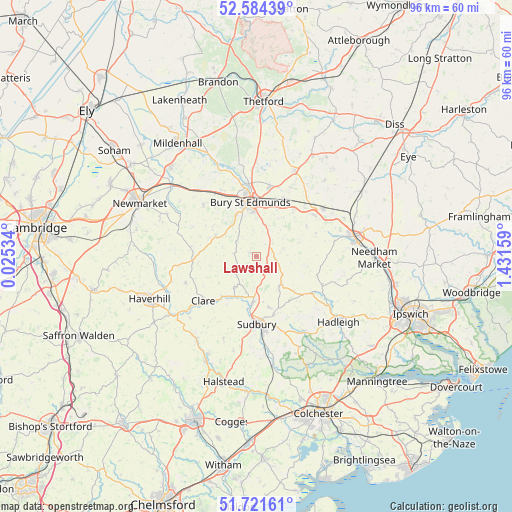 Lawshall on map