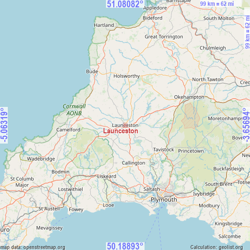 Launceston on map
