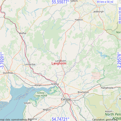 Langholm on map