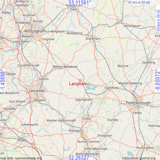 Langham on map