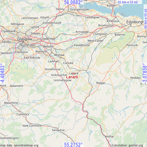Lanark on map