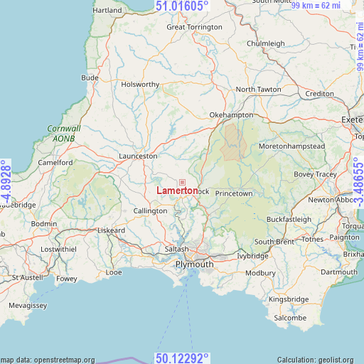 Lamerton on map