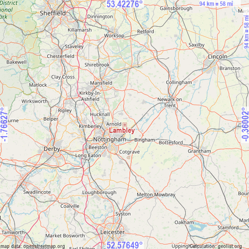 Lambley on map