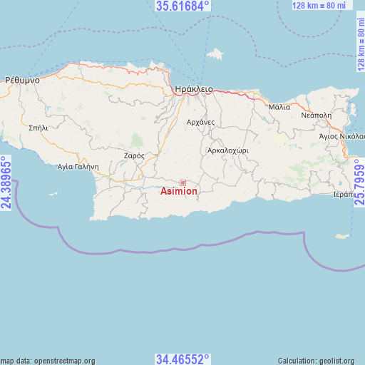 Asímion on map