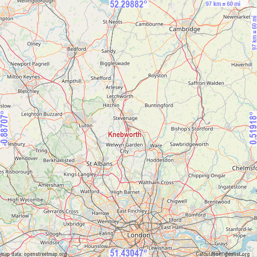 Knebworth on map