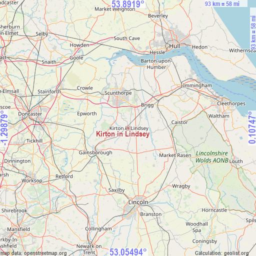 Kirton in Lindsey on map
