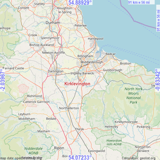 Kirklevington on map