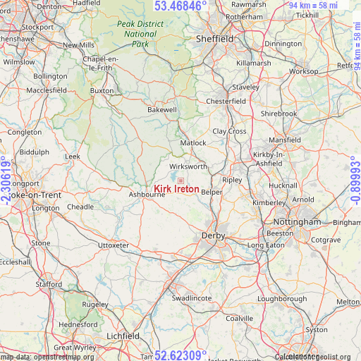 Kirk Ireton on map