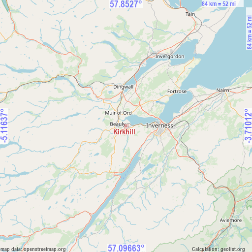 Kirkhill on map