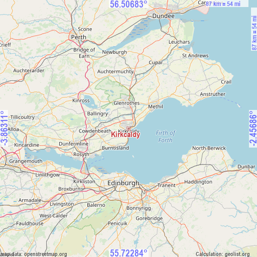 Kirkcaldy on map