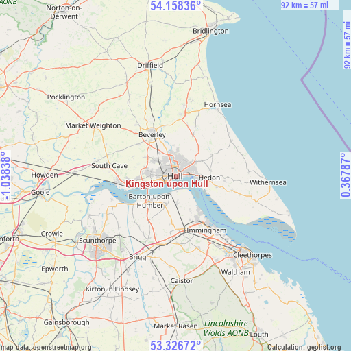 Kingston upon Hull on map
