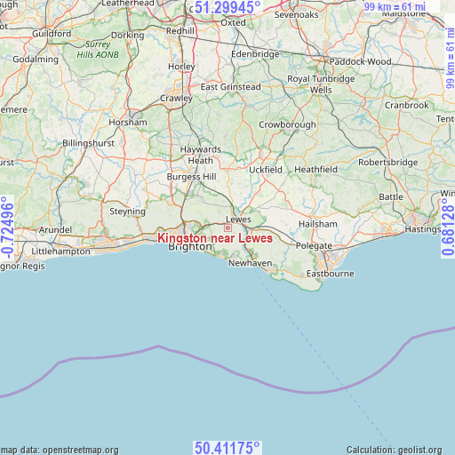 Kingston near Lewes on map