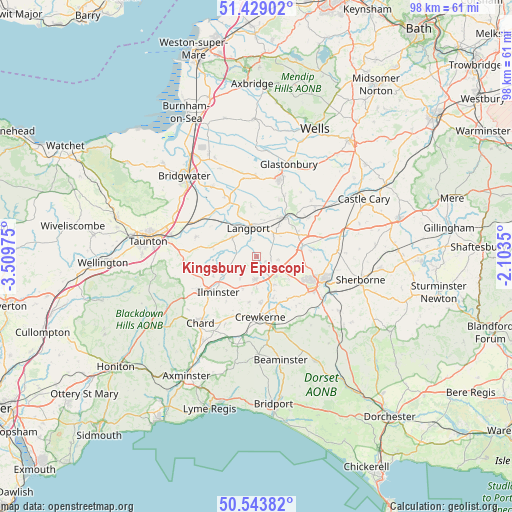Kingsbury Episcopi on map