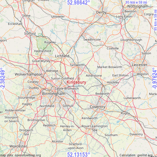 Kingsbury on map