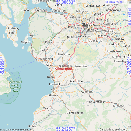 Kilmarnock on map