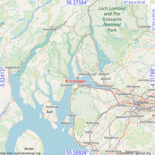 Kilcreggan on map