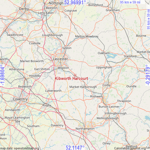Kibworth Harcourt on map
