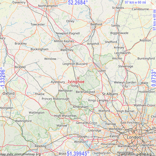 Ivinghoe on map