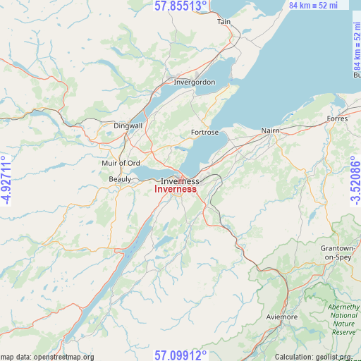 Inverness on map