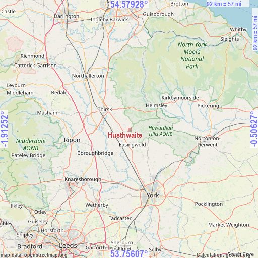 Husthwaite on map