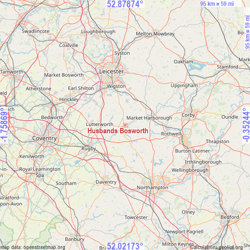 Husbands Bosworth on map