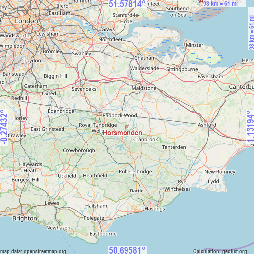 Horsmonden on map