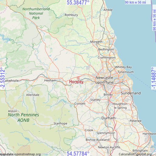 Horsley on map