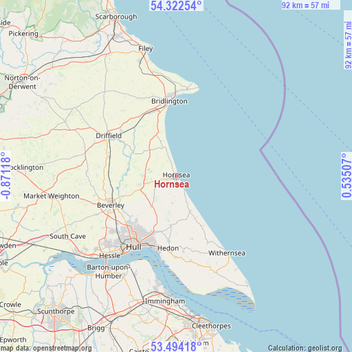 Hornsea on map