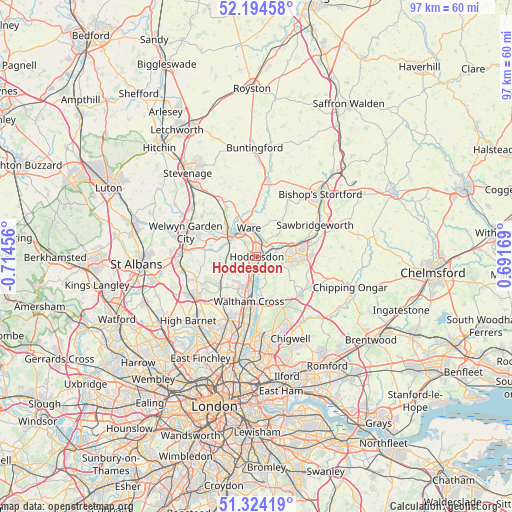 Hoddesdon on map