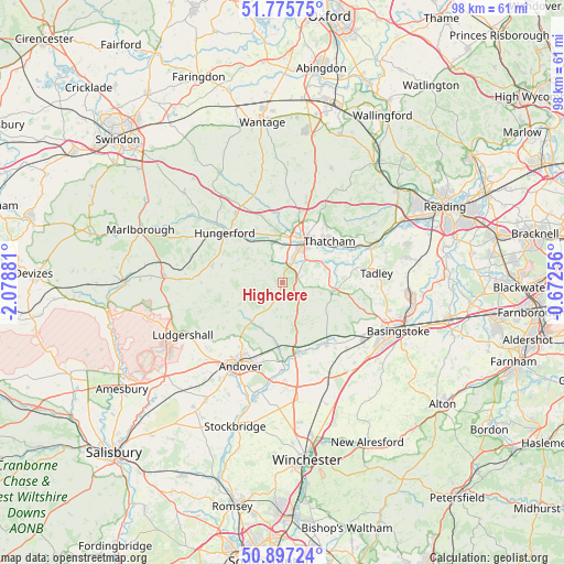 Highclere on map