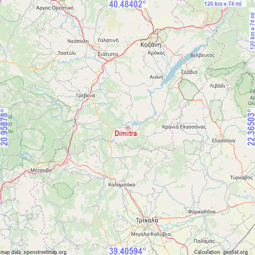 Dímitra on map