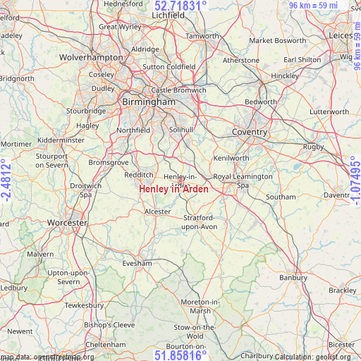 Henley in Arden on map