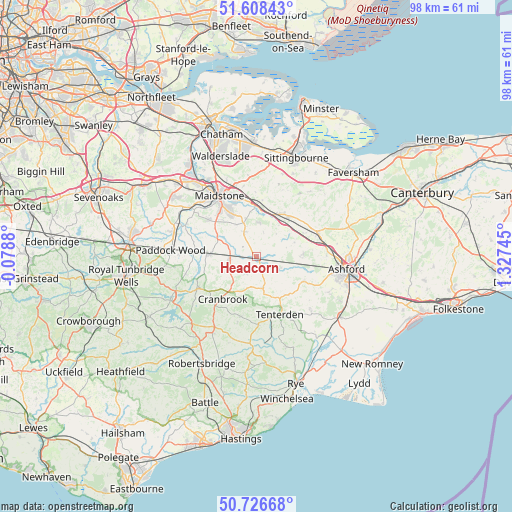 Headcorn on map