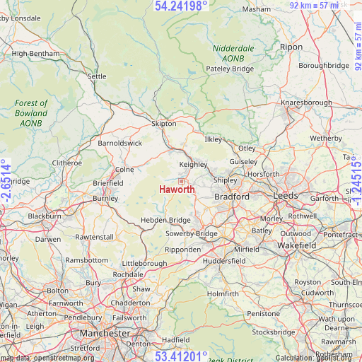 Haworth on map