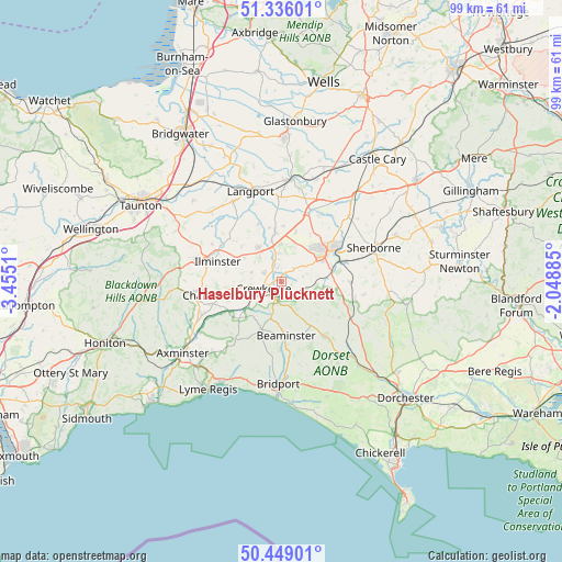 Haselbury Plucknett on map