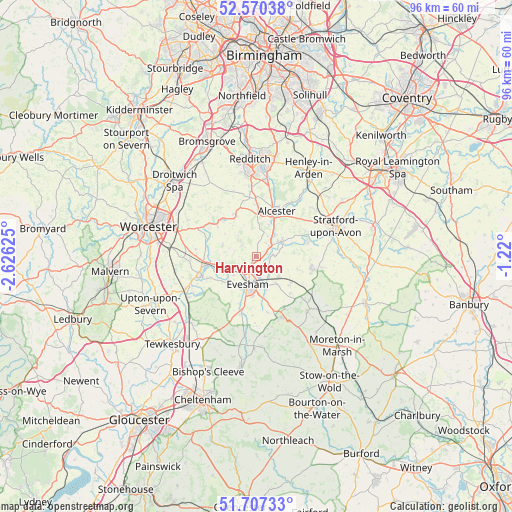 Harvington on map