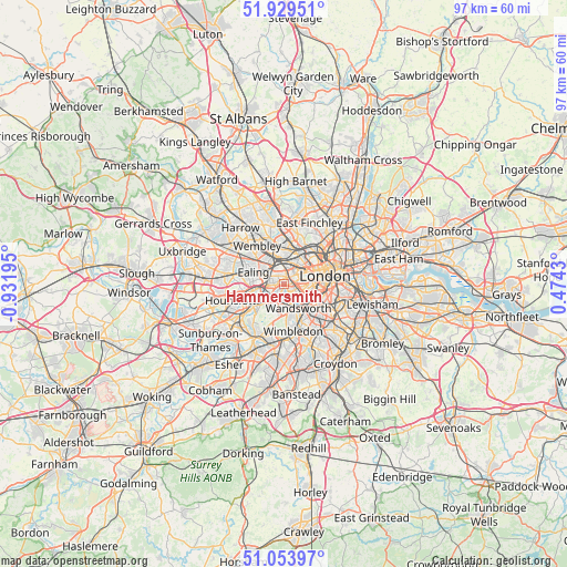Hammersmith on map