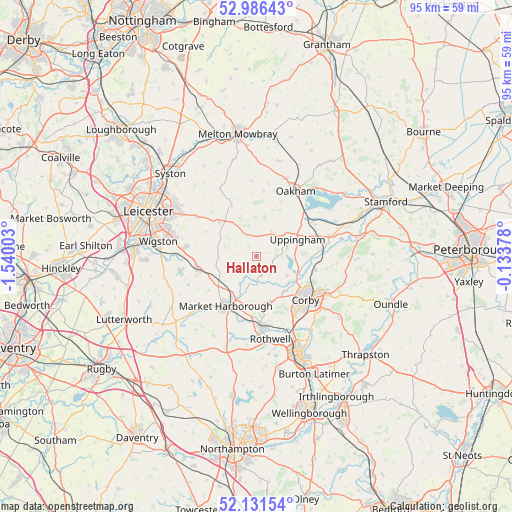 Hallaton on map