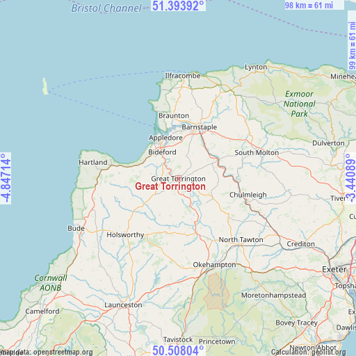 Great Torrington on map