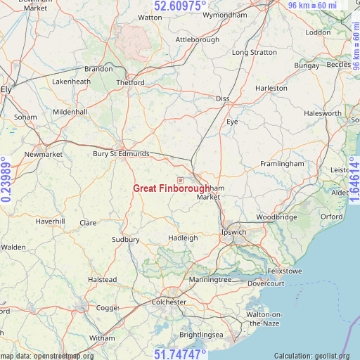 Great Finborough on map