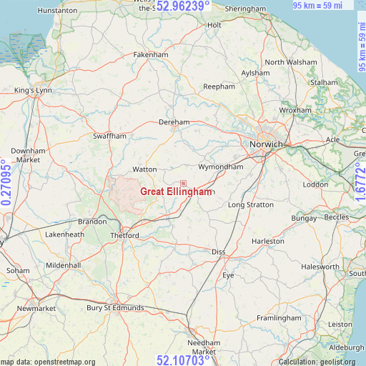 Great Ellingham on map