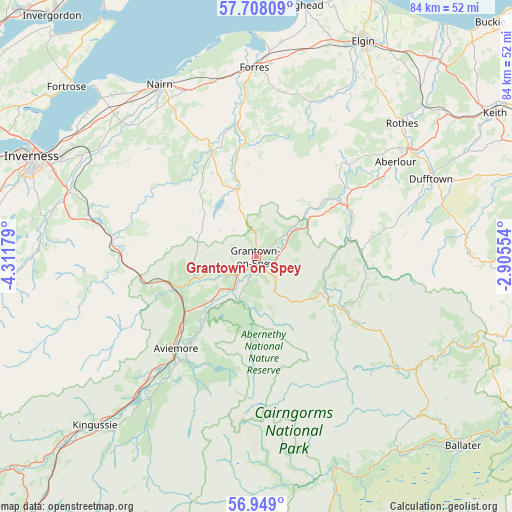 Grantown on Spey on map