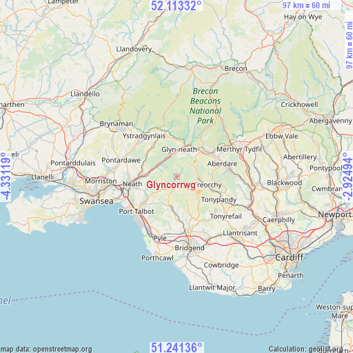 Glyncorrwg on map