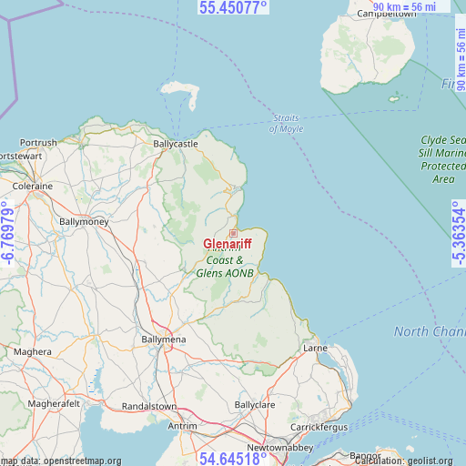 Glenariff on map
