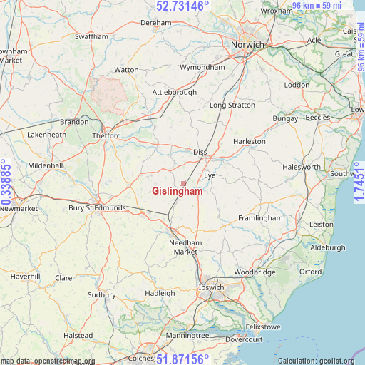 Gislingham on map