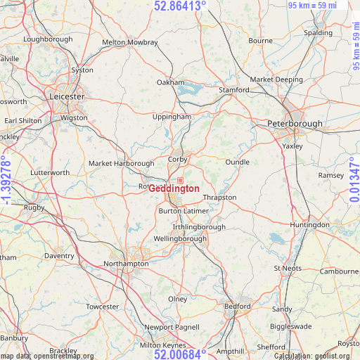 Geddington on map