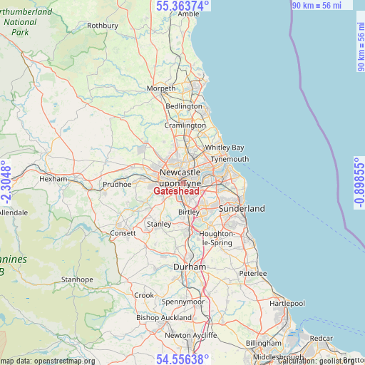 Gateshead on map
