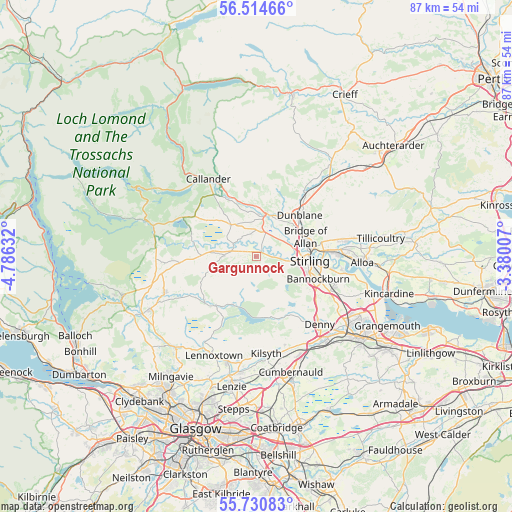 Gargunnock on map